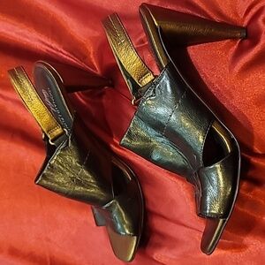 DONALD PLINER Imas sz 8.5 bronze  slingback peeptoe 🇮🇹 Italian leather N…